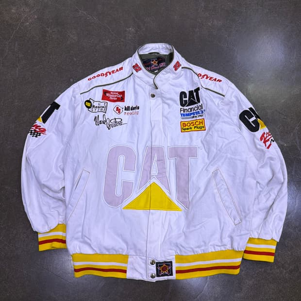 나스카 올드스쿨 CAT 스폰서 자수 패치 코튼 레이싱 자켓 L