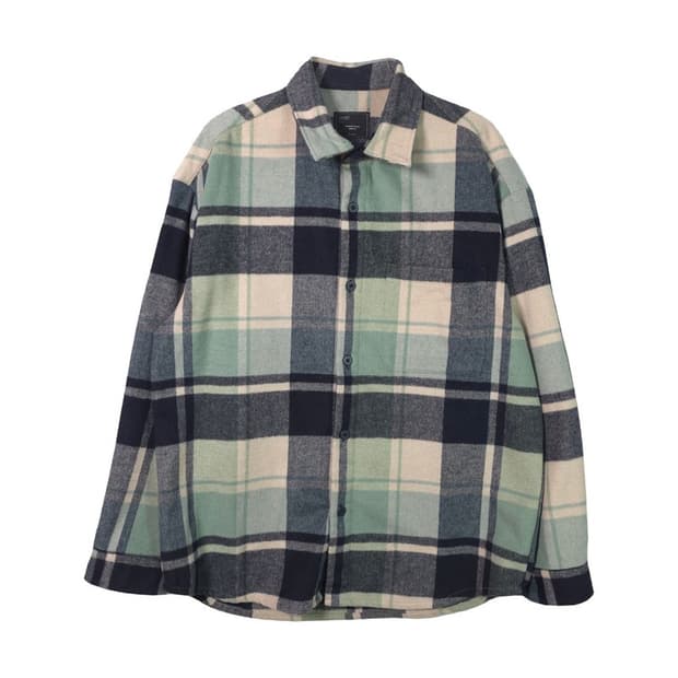 R.ZIOZIA 지오지아 울 블렌드 오버핏 그린 타탄 체크 셔츠 105