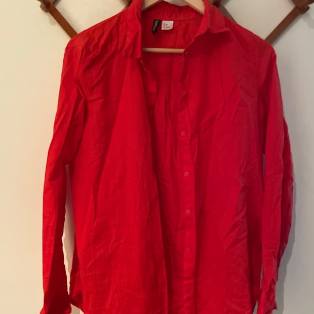 H&M Linen Blend Red Shirts