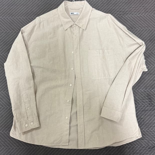 스파오 오버핏 옥스포드 셔츠 베이지 XL SPYWE23C51