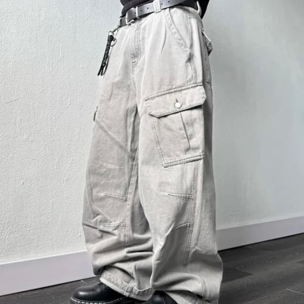 [Unisex]다잉 그레이 카고 팬츠