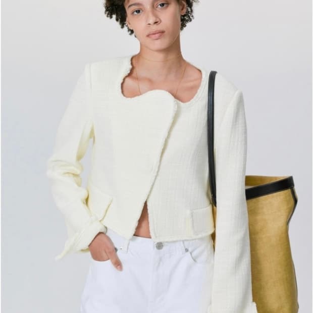 렉토 물결 트위드 자켓 S