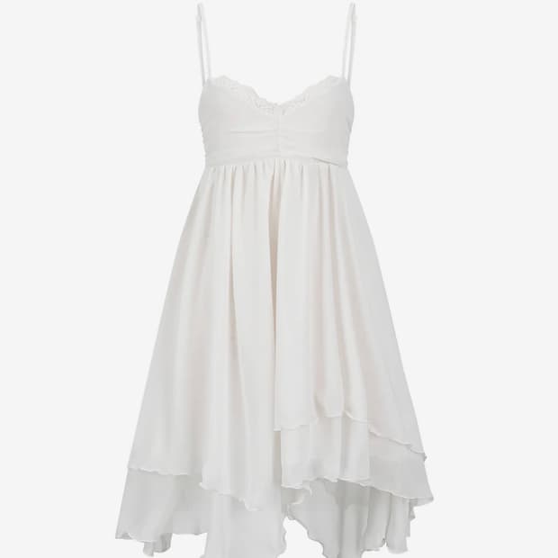 [빛오 x 일리오] Ivory Asymmetric Chiffon Dres
