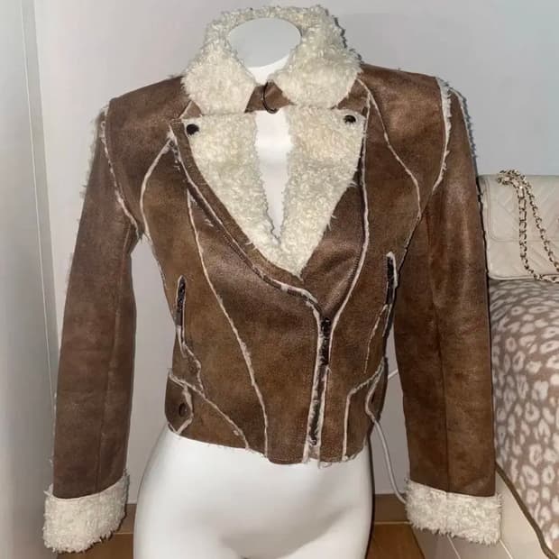 빈티지 브라운 무스탕/갸루 펑크 페어리 그런지 y2k 라떼 오네