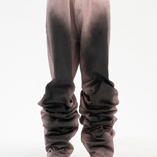 y/project 와이프로젝트 드레이프 커프 더티 오일 워시드 데님 핑크