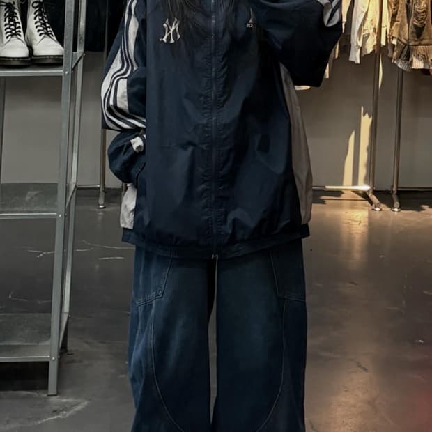 아디다스 뉴욕양키스 네이비 나일론쉘 바람막이자켓A3643 