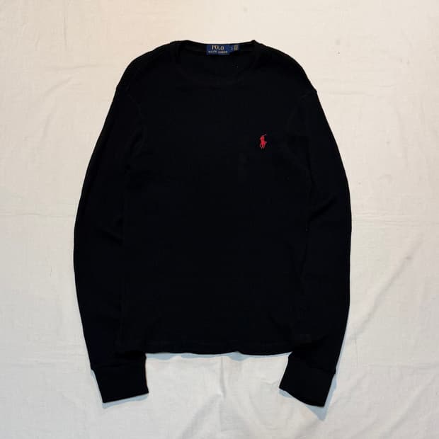 폴로 랄프로렌 와플 써멀 롱슬리브 블랙