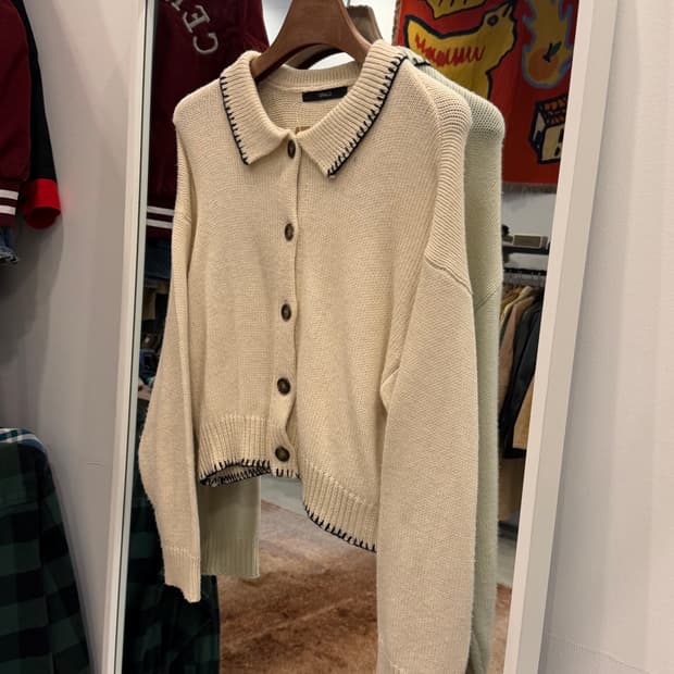 Vtg 빈티지 스티치 카라 가디건