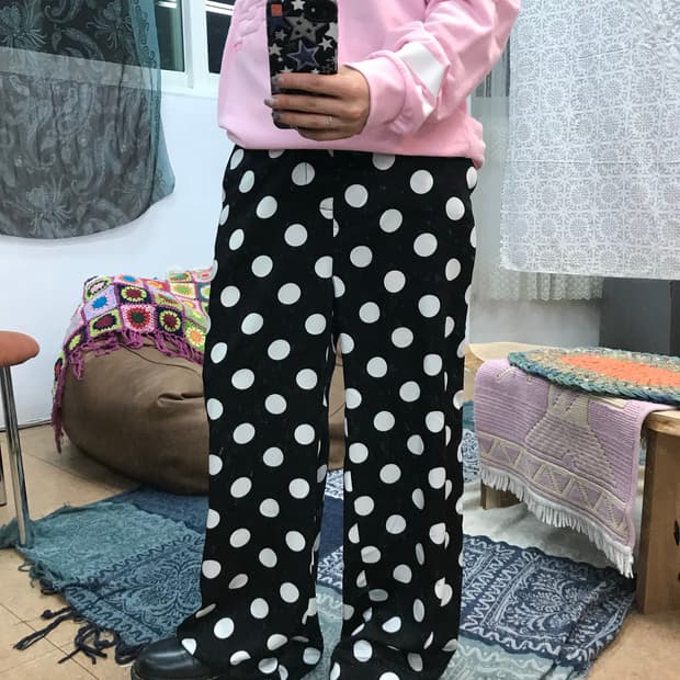 빈티지 여성 도트 팬츠 