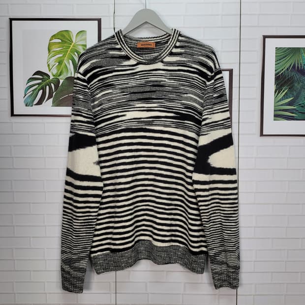 MISSONI 미쏘니 스트라이프 니트 울 스웨터 이태리 제품 52 사이즈