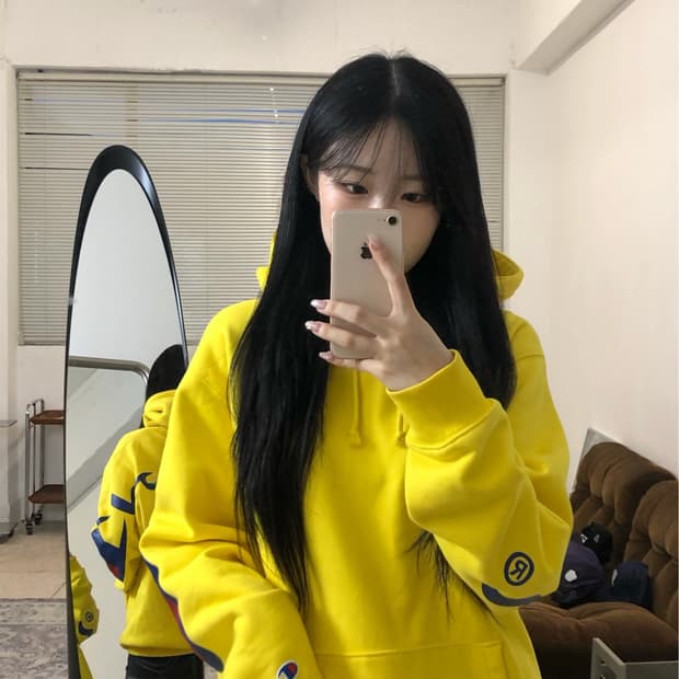 슈프림 X 챔피온 18ss 헤비 코튼 후드 옐로우
