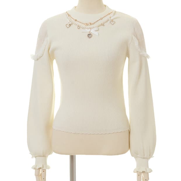 리즈리사 목걸이 골지 니트 탑