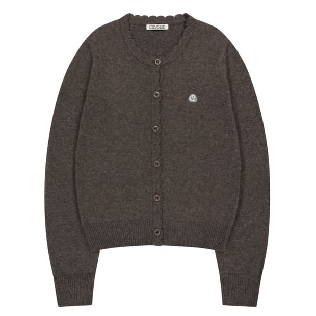 코이세이오 플라워 버튼 가디건 브라운