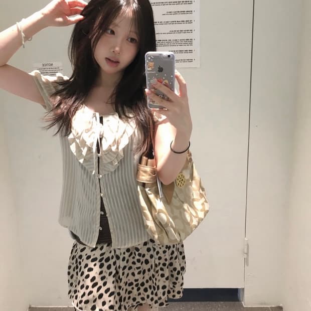 스윙잉서울 빈티지 베이지 세미 갸루 코디세트 