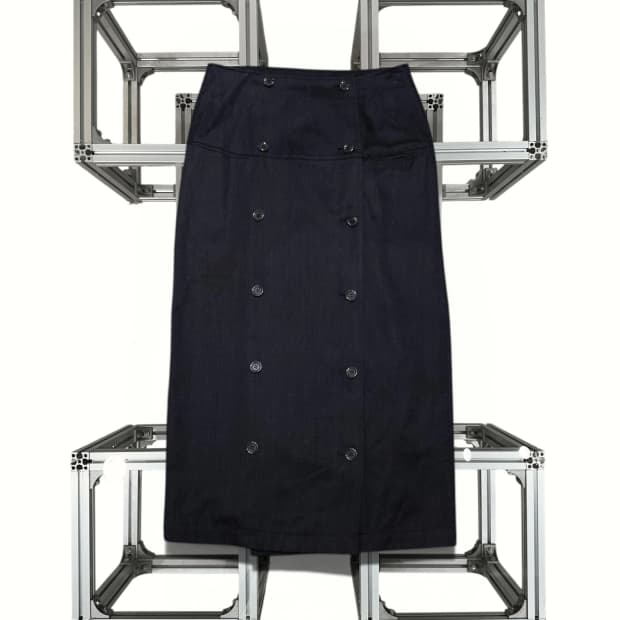 Y’s cotton Double Button Skirt - black