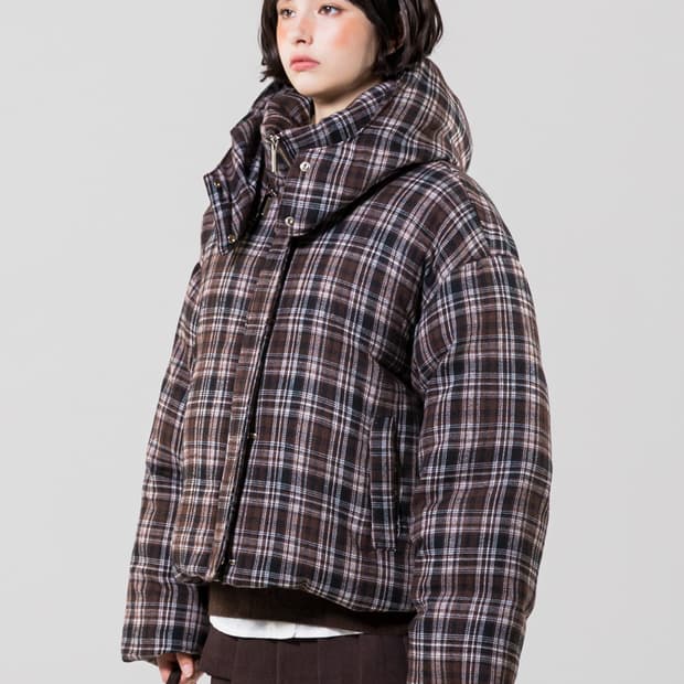 sy2c 오리털 체크 패딩