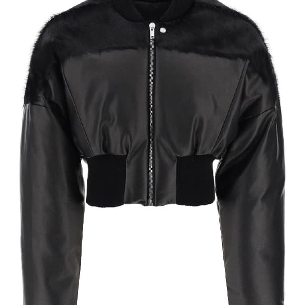 릭오웬스 퍼 인서트 카프 레더 봄버 자켓 50