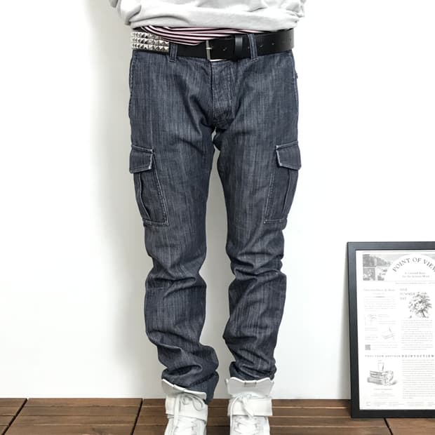 Jpn Denim Cargo Straight Pants