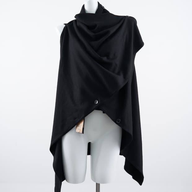 Comme Ca Men 블랙 베스트 케이프 가디건