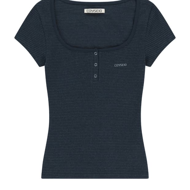 구해요)) 코이세이오 프롱 스냅 미니 로고 티 네이비