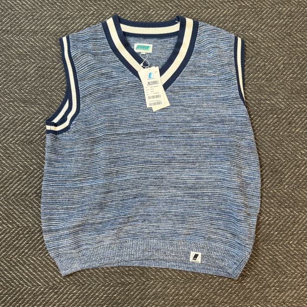 MARKM 브이넥 니트 조끼 블루 90