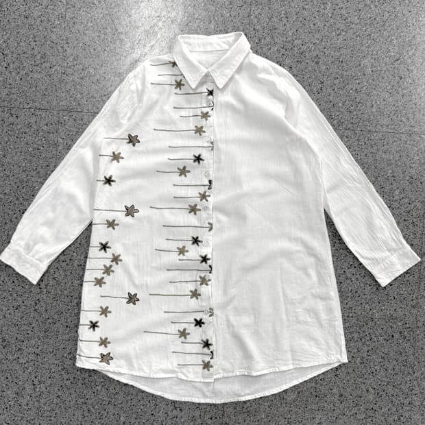 vintage floral stitch long shirt