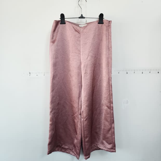 빈스 핑크 새틴 와이드 팬츠