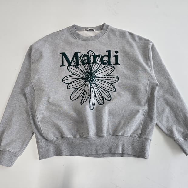 마르디 메크르디 플라워 자수 맨투맨  그레이 f 