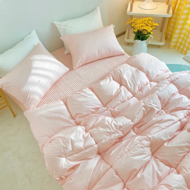 빈후맘 홈메이드 연핑크 차렵이불 슈퍼싱글