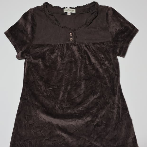 [JPN]brown velour lace Half sleeve top