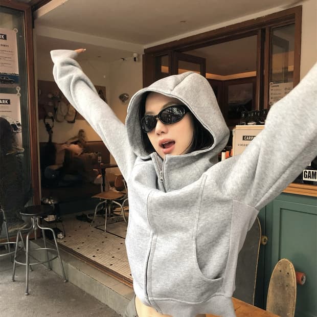 하이넥 후드집업