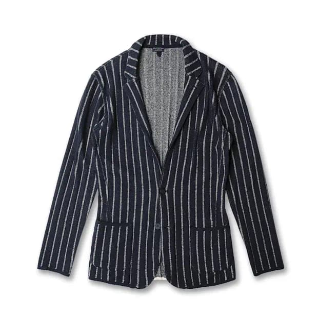 라르디니 [Lardini] 네이비 스트라이프 코튼 나일론 니트 자켓