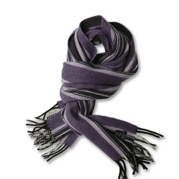 드레익스 [Drake's] 퍼플 스트라이프 바니스 뉴욕 울 앙고라 머플러