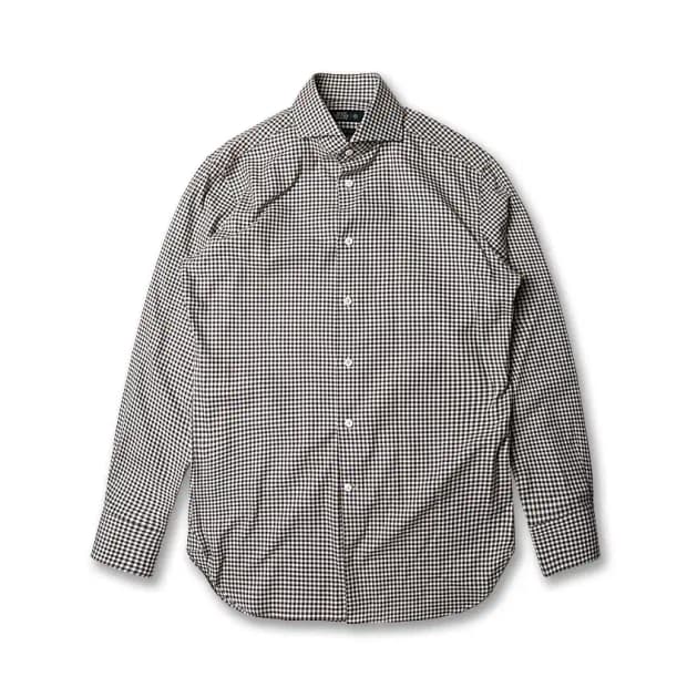 맨온더분 [Man On The Boon] 아이보리 브라운 체크 슬림 셔츠