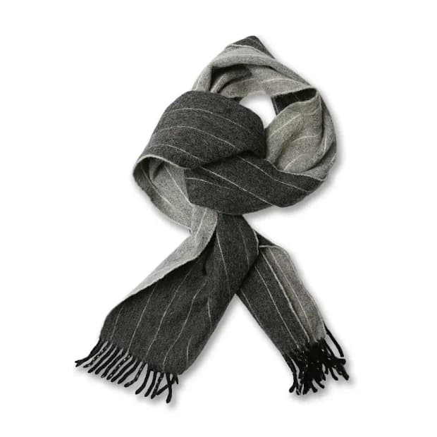 드레익스 [Drake's] 그레이 & 차콜 리버시플 스트라이프 머플러