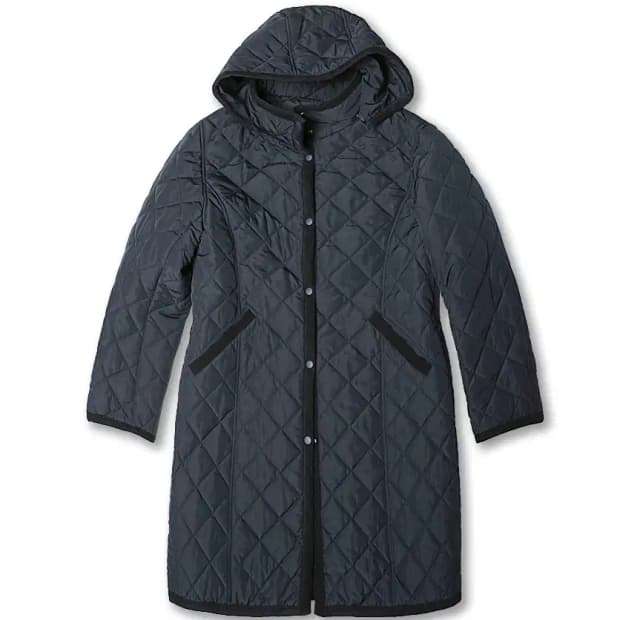 빔즈 하트 [Beams Heart] 네이비 후드 퀼팅 롱 자켓