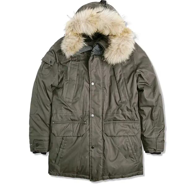 게스 [Guess] 다크 카키 덕다운 클래식 롱 패딩