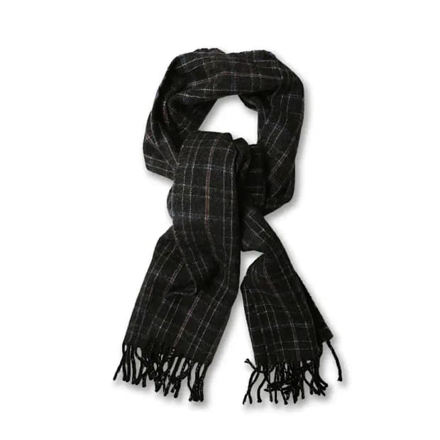 드레익스 [Drake's] 차콜 그레이 체크 런던 스코틀랜드 머플러