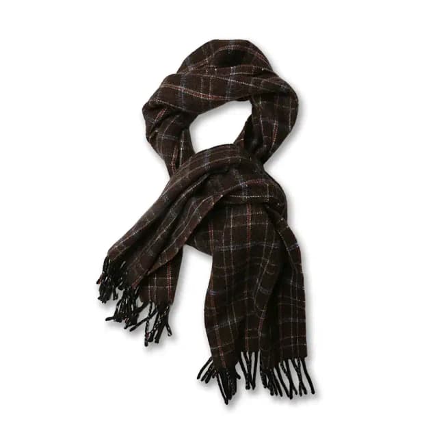 드레익스 [Drake's] 브라운 체크 런던 스코틀랜드 머플러