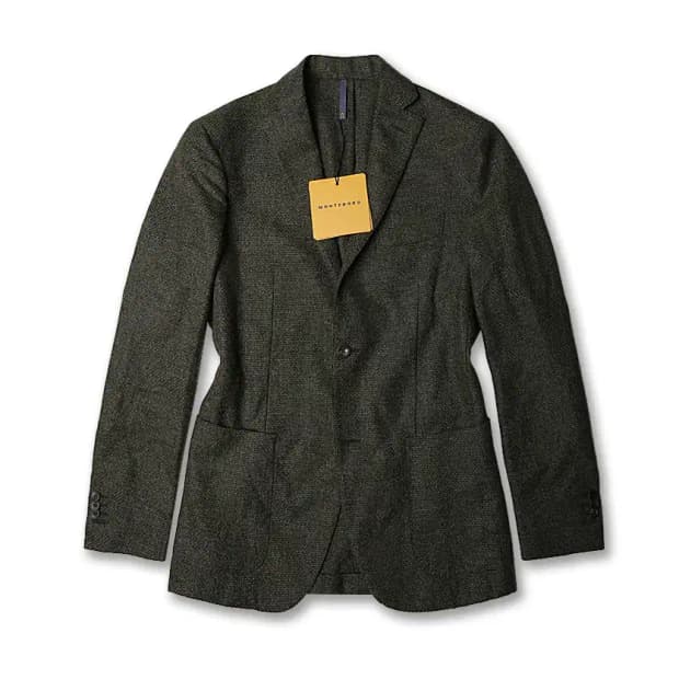 몬테도로 [Montedoro] 버진 울 코튼 캐시미어 카키 트위드 자켓