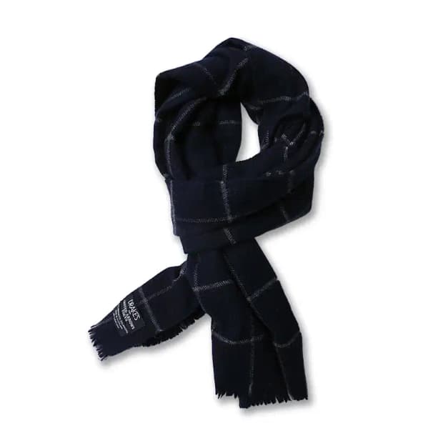 드레익스 [Drake's] 네이비 윈도우페인 체크 머플러