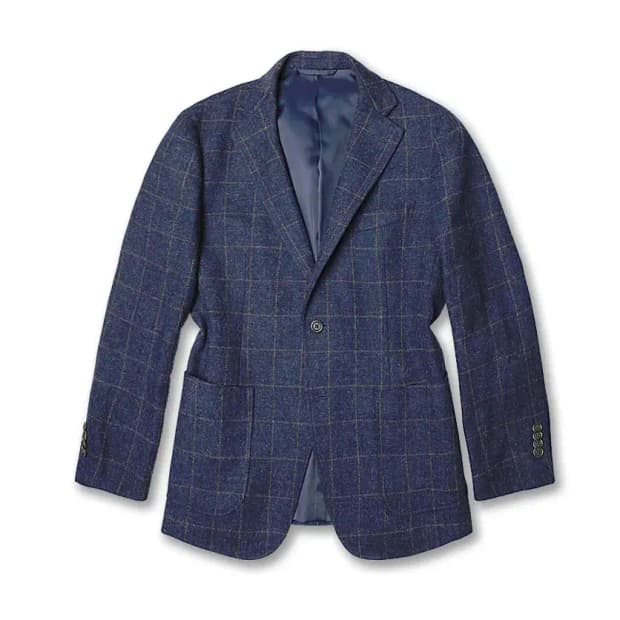 빔즈 하트 [Beams Heart] 울 체크 네이비 스포츠 자켓 블레이저