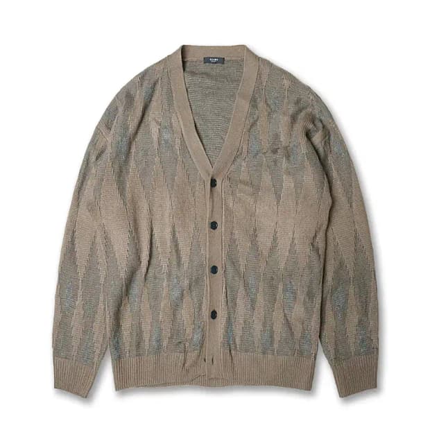 빔즈 하트 [Beams Heart] 빈티지 아가일 패턴 브이넥 니트가디건