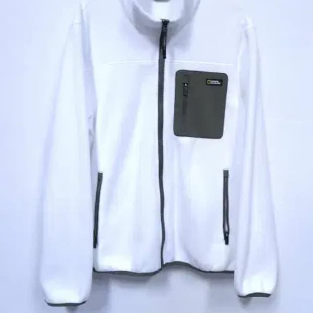 BT596 내셔널지오그래픽 남성100사이즈 화이트 후리스 집업 자켓