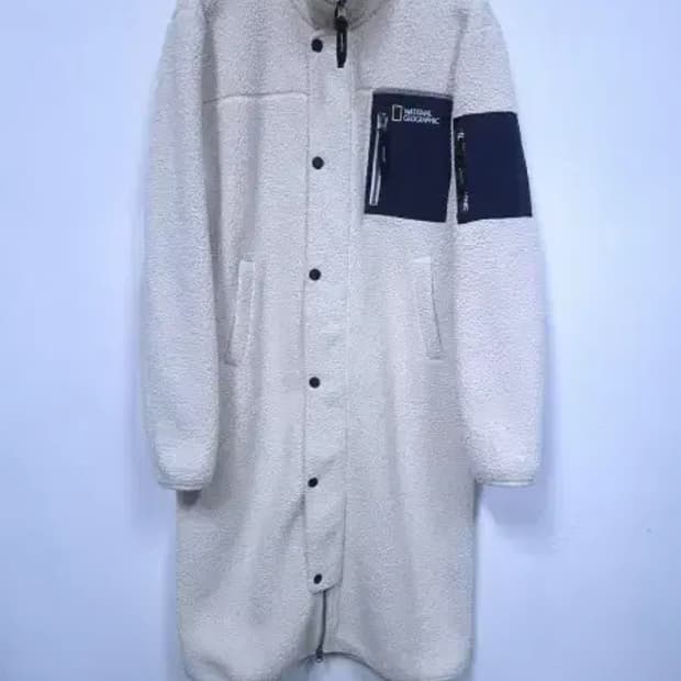 BT597 내셔널지오그래픽 아이보리 코우너스 플리스 하이넥 롱 풀집업