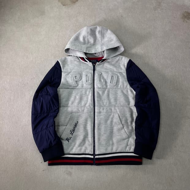 W95 폴로 랄프로렌 투톤 패디드 후드집업