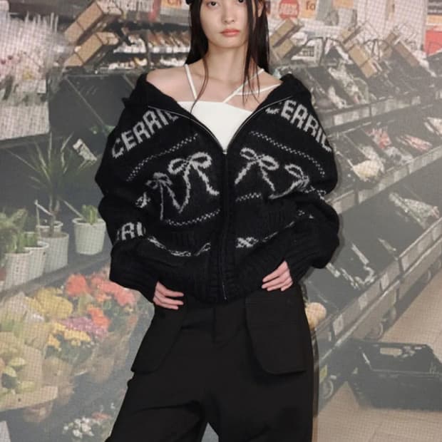 세릭 리본 코위찬 집업 블랙