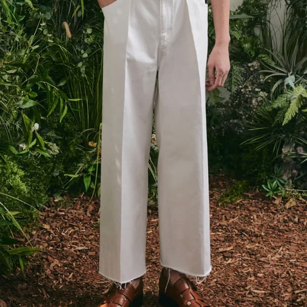 엘무드 - 선셋 리조트 와이드 데님 팬츠 화이트 44사이즈