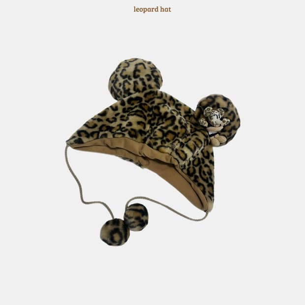 도쿄디즈니 미니마우스 호피 레오파드 갸루 털모자 일본빈티지