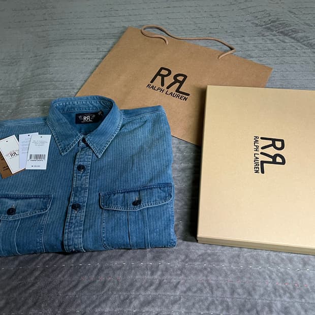 [L] RRL 인디고 헤링본 트윌 워크셔츠